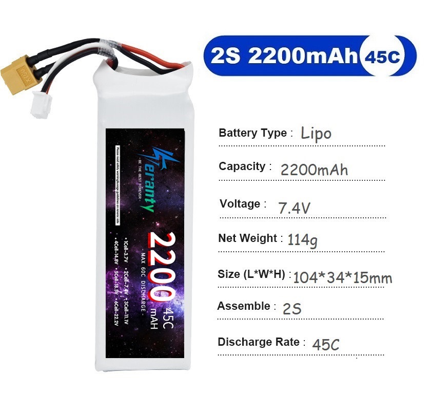 2 قطعة 7.4 فولت يبو 2S بطارية  - مراجعة Drone Battery Lipo وسعره
