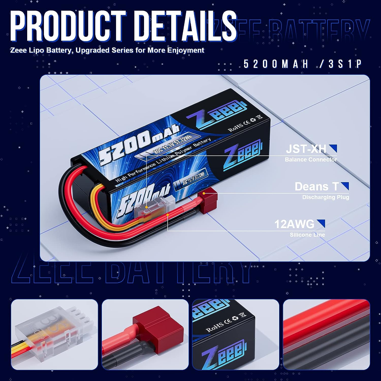 1/2 قطعة Zeee 3S 5200mAh يبو ب - مراجعة Drone Battery 3S وسعره